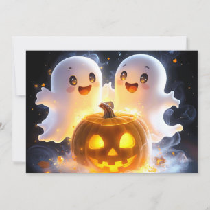 Süße Geisterfamilie Halloween-Kürbis Gruselige Nac Feiertagskarte