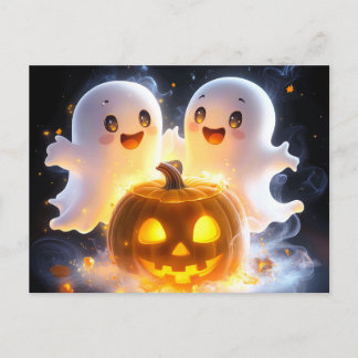 Süße Geisterfamilie Halloween-Kürbis Gruselige Nac Feiertagspostkarte