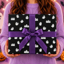 Süße Geisterfreunde Schwarzes Halloween Geschenkpapier