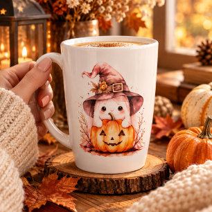 Süße Geisterkatze mit Kürbis Gruseliger Hallowee Milchtasse