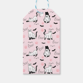 Süße Geisterkatzen Halloween Geschenkanhänger