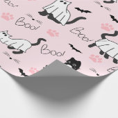 Süße Geisterkatzen Halloween Geschenkpapier (Ecke)