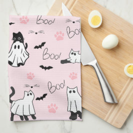 Süße Geisterkatzen Halloween Geschirrtuch