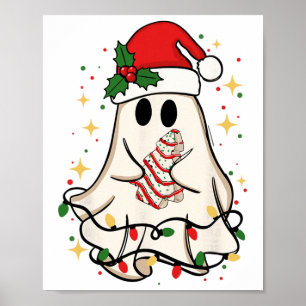 Süße Geisterlichter Baum Kuchen Frohe Weihnachten Poster