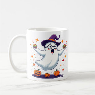 Süße Geistertasse mit Kürbissen und Hexenhut Kaffeetasse
