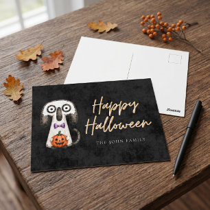 Süße Geistkatze Frohes Halloween Familien Grüße Postkarte