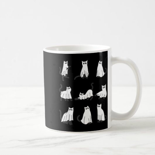 Süße Geistkatze Lustiges Halloween-Design Geistkat Kaffeetasse (Rechts)