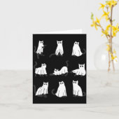 Süße Geistkatze Lustiges Halloween-Design Geistkat Karte (Gelbe Blume)