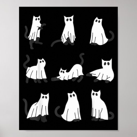Süße Geistkatze Lustiges Halloween-Design Geistkat Poster (Vorne)