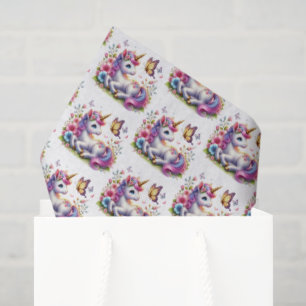 Süße gekachelte Mädchen Einhorn-Party Seidenpapier