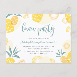 Süße Gelbe Ananas Luau Geburtstagsparty Einladungspostkarte