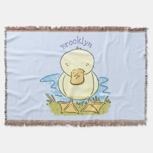 Süße gelbe Baby-Entenküken-Cartoon-Illustration Decke