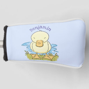 Süße gelbe Baby-Entenküken-Cartoon-Illustration Golf Headcover