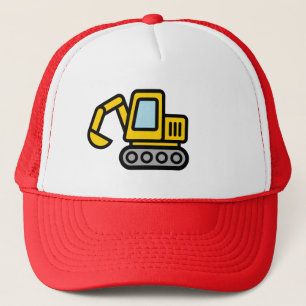Süße gelbe Bagger-Illustration Trucker-Mütze Truckerkappe