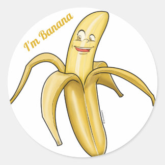 Süße gelbe Banane - Lustiger Obst-Cartoon Runder Aufkleber