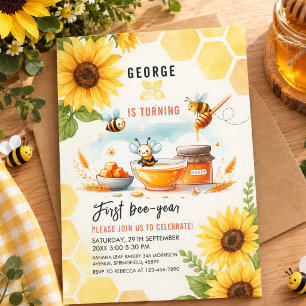 Süße gelbe Biene & Sonnenblume zum 1. Biene-Tag Ge Einladung