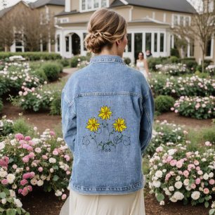 Süße gelbe Blumen Illustration Jeansjacke