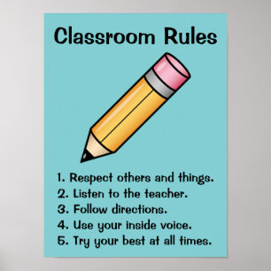 Süße gelbe Cartoon-Bleistift individuelle Klassenr Poster