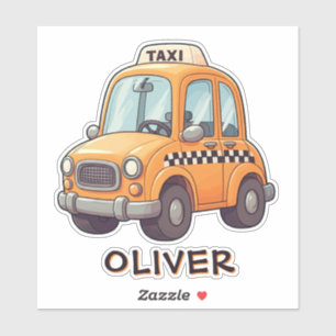 Süße gelbe Cartoon-Taxi Aufkleber