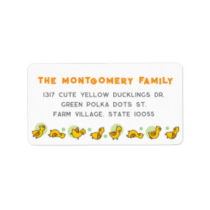 Süße gelbe Entchen mit grünen Punkten - Adresse fü Adressaufkleber