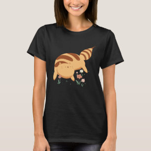 Süße gelbe gestreifte Bienenkatze mit Blumen T-Shirt