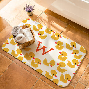 Süße gelbe Gummientchen Monogramm  Badematte
