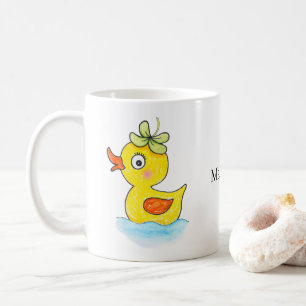 Süße gelbe Gummiente mit Kleeblatt-Hut individuell Kaffeetasse