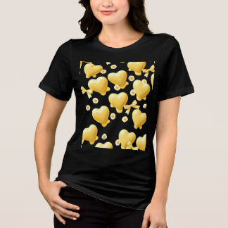 Süße gelbe Herzen schwarzes Shirt - Süßes Liebesmu