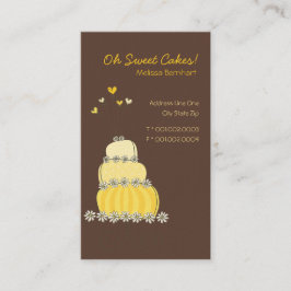Süße gelbe Hochzeits-Kuchen-kundenspezifische Visitenkarte