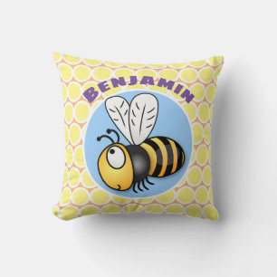 Süße gelbe Hummel-Cartoon-Illustration Kissen