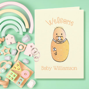 Süße gelbe neugeborene Cartoon süße Babyparty Karte