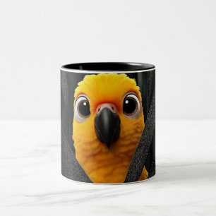 Süße gelbe Papagei-Kaffeetasse   Liebe zu entzücke Zweifarbige Tasse