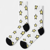 Süße gelbe Sterne mit schwarzer Umrandung Muster Socken (Linkes Detail)
