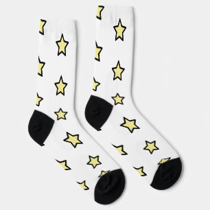 Süße gelbe Sterne mit schwarzer Umrandung Muster Socken