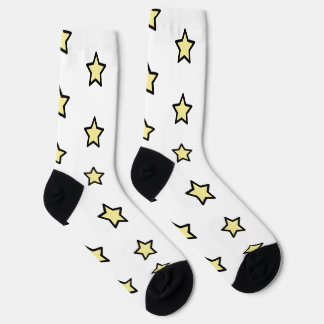 Süße gelbe Sterne mit schwarzer Umrandung Muster Socken
