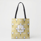 Süße gelbe weiße Schleife Golf Muster Monogramm Tasche (Vorderseite)