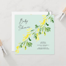Süße gelbe Wildblumen-Mint-Baby-Party-Quadrat