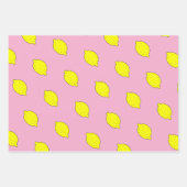 Süße gelbe Zitronen-Doodle-Eigenfarbe Geschenkpapier Set (Vorderseite 3)