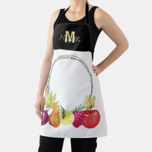 Süße Gemüse und Früchte mit Monogramm Schürze
