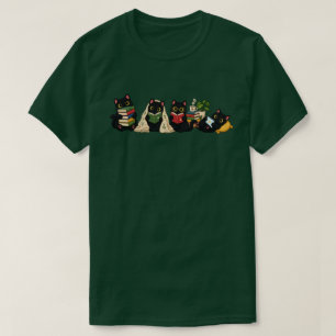 Süße gemütliche schwarze Katzen beim Bücherlesen I T-Shirt