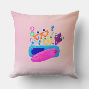 Süße geometrische Monster-Formen Rosa Wurfkissen Kissen