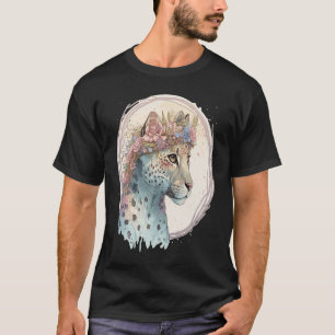 Süße Gepard-Blumenkrone Florale Wasserfarbe Tier T-Shirt