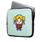 Süße gepixelte böse Mädchen Laptopschutzhülle (Vorderseite Links)