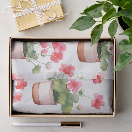 Süße Geranientöpfe Seidenpapier (Geschenk)
