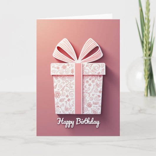 Süße Geschenkbox-Geburtstagskarte Karte (Vorderseite)
