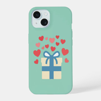 Süße Geschenkbox mit schwebenden Herzen der Liebe iPhone 15 Hülle