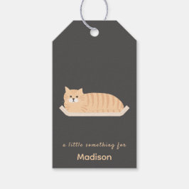 Süße Geschenkkarte mit roter Katze und Katzeneinri Geschenkanhänger
