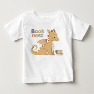 Süße Geschichte Buchnest Baby-Drache Lesen Baby T-shirt