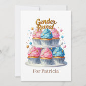 Süße Geschlechtsenthüllungs-Cupcake-Party Einladung (Vorderseite)