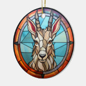 Süße gestanzte Glashornziege Keramik Ornament (Links)